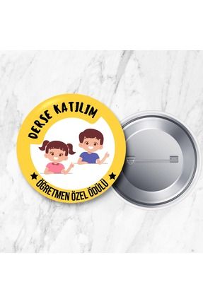 10 Adet Derse Katılım Öğrenci Motivasyon İğneli 58 mm Metal Yaka Rozeti