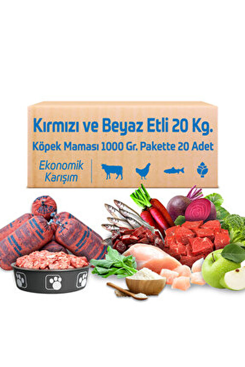 Barf Ekonomik 20 Kg 1000 gr 20 Adet Köpek Maması - Çiğmamam Doğal Kedi ve Köpek Maması