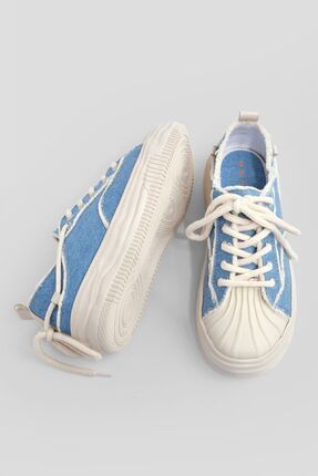 Marjin Kad n Kal n Taban Keten Kuma Sneaker Spor Ayakkab Sedah Mavi Kot Fiyat Yorumlar Trendyol