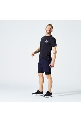 Decathlon Erkek Haki Slim Bisiklet Yaka Spor Ti ortu Cross Training