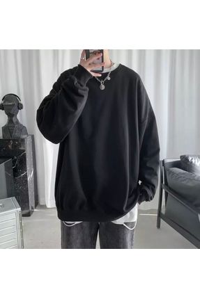 Kostebek Xl Beden Oversize Duz Siyah Uzun Kollu Sweatshirt