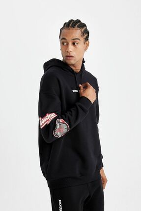 Defacto Fit Nba Houston Rockets Erkek Siyah Comfort Fit Kapu onlu Kal n Sweatshirt C9276ax24au Fiyat Yorumlar Trendyol