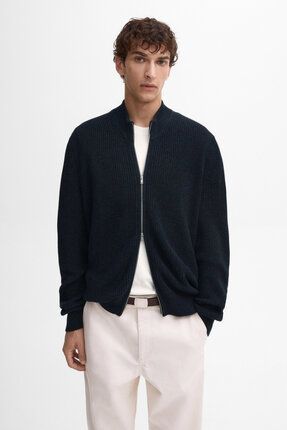 Massimo Dutti 100 cotton knitted cardigan with zip