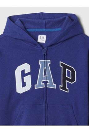 GAP Erkek Cocuk Bej Gap Logo Fermuarl Fleece Sweatshirt