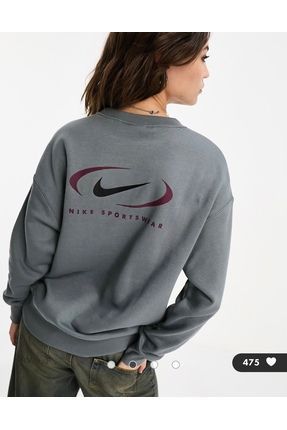 Nike Sportswear Swoosh Oversized Women s Gri Kad n Sweatshirt Fiyat Yorumlar Trendyol