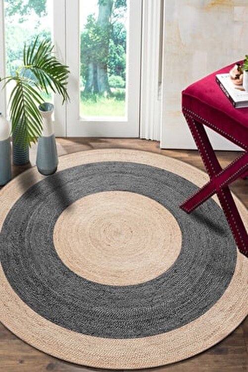 modern home gri desenli yuvarlak hali kolay temizlenebilen dijital baski deri kaymaz tabanli hali fiyati yorumlari trendyol