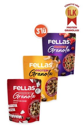 Granola 3'lü-protein Bar Parçacıklı Hindistan C. 270gr Kırmızı Meyveli 270gr + Yer Fıst. 270gr