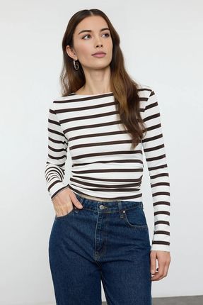 Trendyolmilla Kahverengi Kahverengi çizgili Fitted/Vücuda Trendyolmilla Kahverengi Kahverengi çizgili Fitted/Vücuda