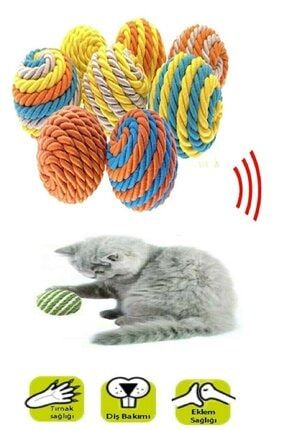 Sesli Ip Sarma Renkli Tırmalama Kedi Oyun Topu 4 Cm Kedi Oyuncağı Kedi Oyuncağı