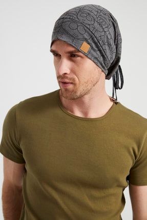 Erkek Füme Ip Detaylı Desenli Özel Tasarım 4 Mevsim Şapka Bere Buff -ultra Yumuşak Doğal Penye