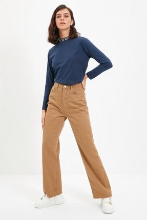 TRENDYOLM LLA Camel Yuksek Bel 90 s Wide Leg Jeans TWOAW22JE0452 Fiyat Yorumlar Trendyolmilla
