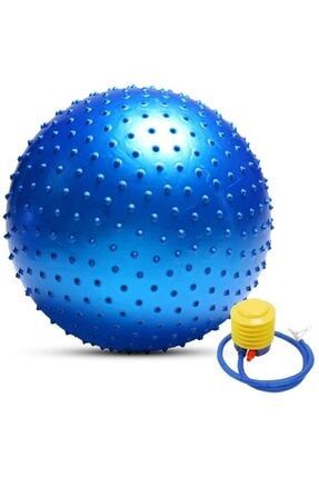 Dikenli Jimnastik Topu 65 cm Mavi+ Pompa