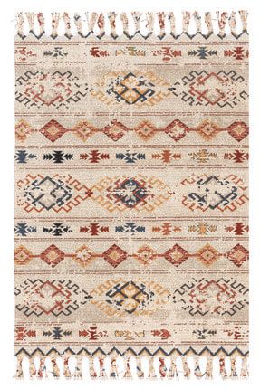 Gardenya Etnik Otantik Vintage Desenli Yıkanabilir Saçaklı Uşak Dokuma Kilim Petra-9032