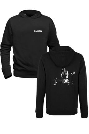 Duman Resimli Baskılı Siyah Ön Arka Çocuk Baskılı Sweatshirt