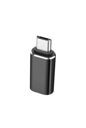 Type-c To Micro Usb Çevirici Şarj Dönüştürücü Adaptör - Siyah Metal