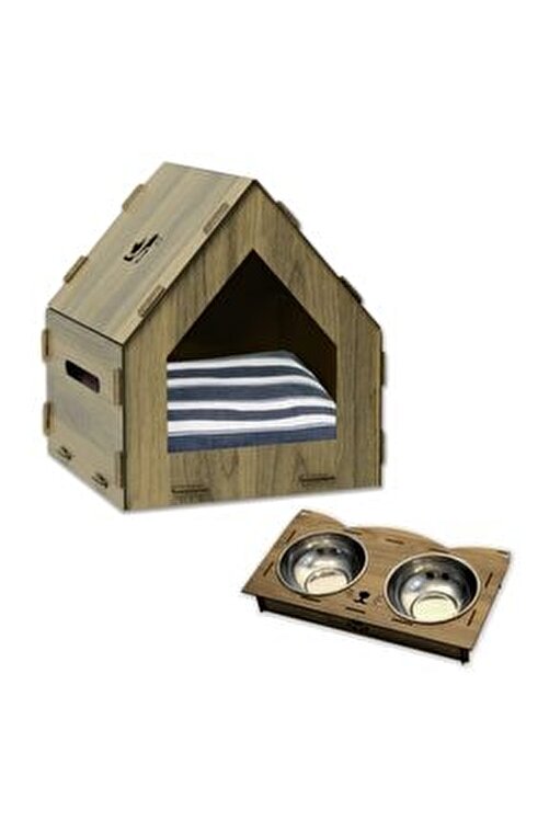 Anisepeti Ahsap Kedi Evi Evcil Hayvan Kulubesi Ve Yatagi Mama Kabi Ve Minder Asp5 Fiyati Yorumlari Trendyol