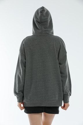 citadium Kad n Fume Kapu onlu Fermuarl Uc Iplik Oversize Sweatshirt Fiyat Yorumlar Trendyol