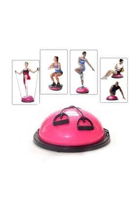 Bosu Ball Balance Ball Lastikli Egzersiz Topu Denge Aleti Pilates Pembe
