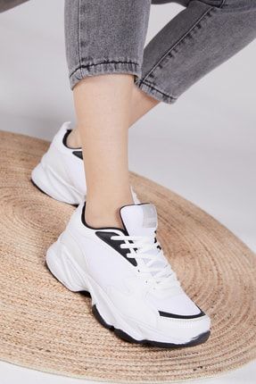 Unisex Beyaz Siyah Spor Ayakkabı Zyp