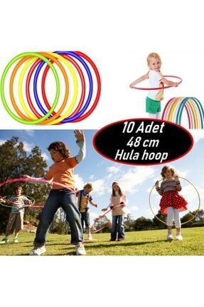 10 Adet Hulahop Renkli Hula Hop 48 Cm Hulalop Çember Jimnastik Çemberi Hulohop