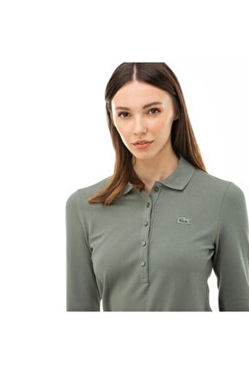 Lacoste Kadın Yeşil Polo Yaka T-Shirt 2