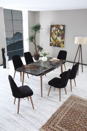 Mad 6 Kişilik Açılır Masa Sandalye Takımı Mutfak Masası Takımı Salon Masası Yemek Masası Masa Takımı