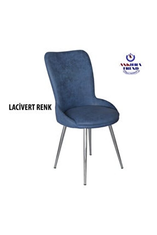 Ankhira Mutfak Sandalyesi Hikaye Sandalye Silinebilir Lacivert Renk Kumas Krom Ayakli Fiyati Yorumlari Trendyol