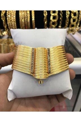 22 Ayar Altın Kaplama Trabzon Hasır 3cm Kelepçe Bileklik