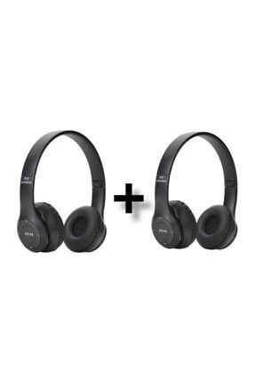 2 Adet P47 Bluetooth Kulaklık Wireless Siyah 2 Adet Kablosuz Kulaklık