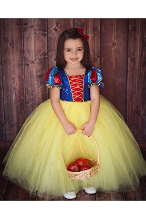 DEHAMODA Kız Çocukı Kabarık Pelerin Ve Taç Hediyeli Pamuk Prenses Kostüm 1