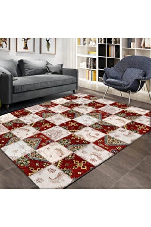 osso hali osso kirmizi sari anadolu dama desenli lastikli hali ortusu hali kilifi fiyati yorumlari trendyol