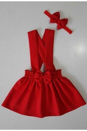 Kırmızı Krep Elbise Bandana