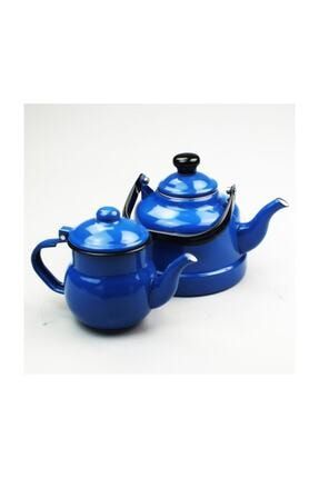 Nostaljik Emaye Çinko Çaydanlık Seti Mavi 1,7 lt HK147