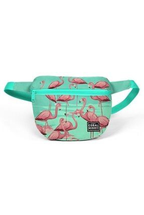 Su Yeşili Flamingo Çocuk Günlük Bel Çantası - Kız Çocuk