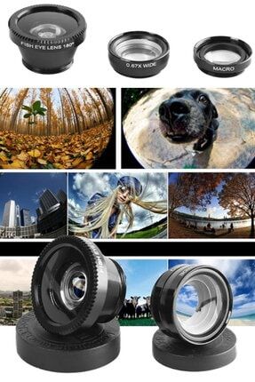 Universal 3 Başlıklı Ios Android Uyumlu Profesyonel Influencer 3 Mod Telefon Kamera Lensi Aksesuar