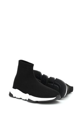 Kadın Çorap Spor Ayakkabı Siyah Beyaz Yüksek Taban Sneaker -1beden Küçük Alınız