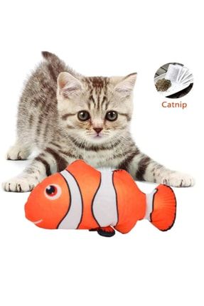 Peluş Kedi Oyuncağı Balık Kedi Nanesi Otlu Çıngıraklı 1 Adet Palyaço