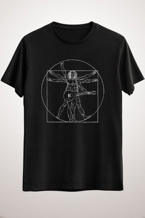 GreenMint Unisex Siyah Cool Vitruvian Man Da Vinci Perfect Rocker