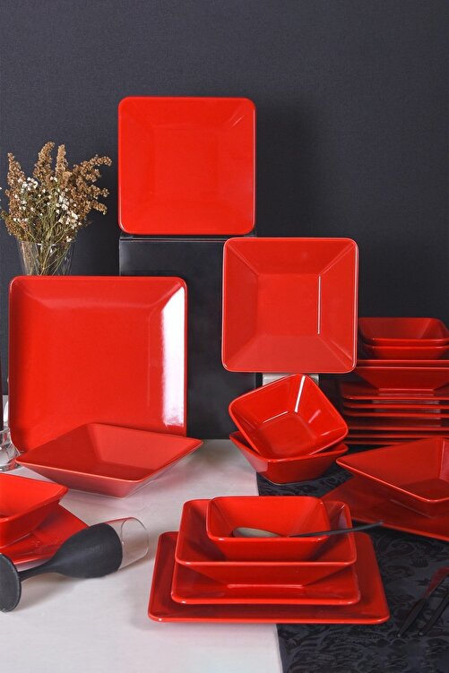 Kosova Keramika Kirmizi Siera Kare Yemek Takimi 24 Parca 6 Kisilik Fiyati Yorumlari Trendyol