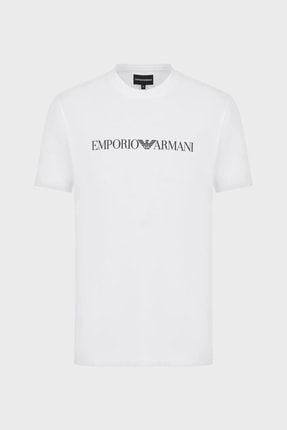 Emporio Armani Pamuklu Bask l Regular Fit Bisiklet Yaka T Shirt