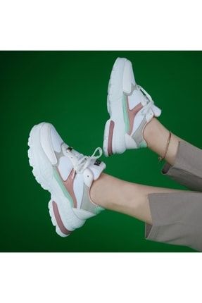 Vour Yüksek Taban Beyaz Kadın Sneaker Spor Ayakkabı