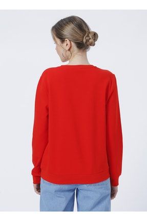 Fabrika Bisiklet Yaka Basic Duz K rm z Kad n Sweatshirt K agora Fiyat Yorumlar Trendyol