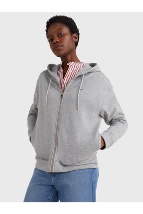 Grey tommy hilfiger zip up hoodie on sale