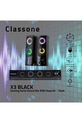 X3 Gamıng Soundbar , Rgb Hoparlör Siyah X3-black