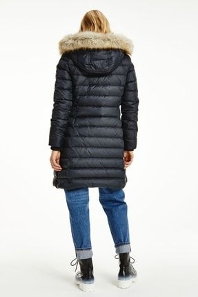 Tommy Hilfiger Tjw Essent al Hooded Down Coat Tommy Jeans Siyah