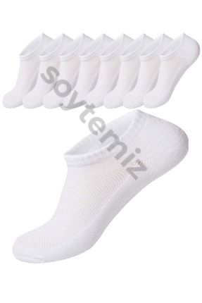 Unisex Beyaz Cotton Sneaker Spor Çorap 8 Çift