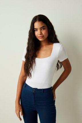 Penti Optik Beyaz Square Neck Bodysuit