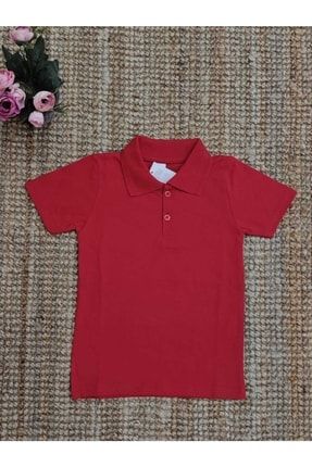 Erkek Çocuk Kırmızı Yakalı Kısa Kollu T-shirt 0001933