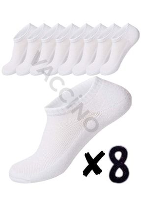 Unısex Beyaz Görünmez Pamuklu Rahat Sneakers Çorap 8 Çift