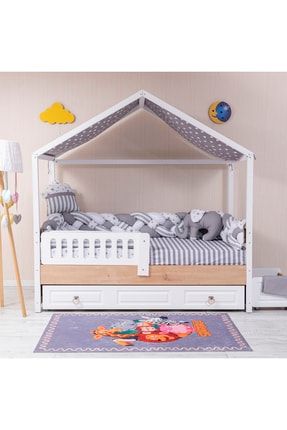 Minibaby Gri Filli 3’lü Örgü Montessori Bebek Çocuk Uyku Seti 90x190